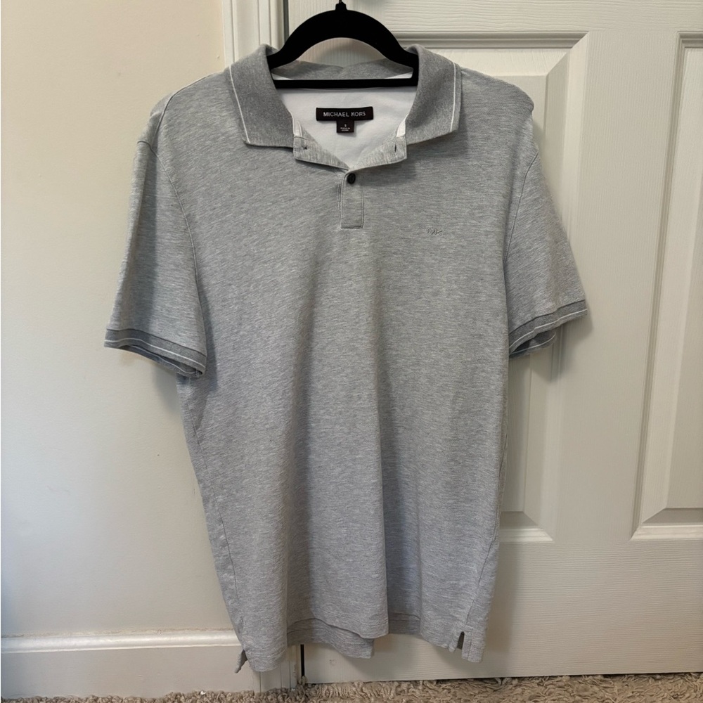 Michael Kors Classic Cotton Blend Polo Shirt with Small Front Monogram